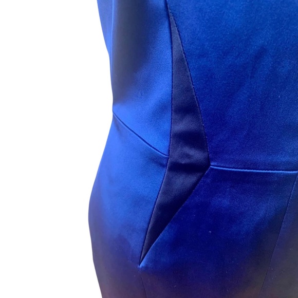 KAREN MILLEN size 10 stunning cobalt blue satin dress with detailing - Picture 3 of 9